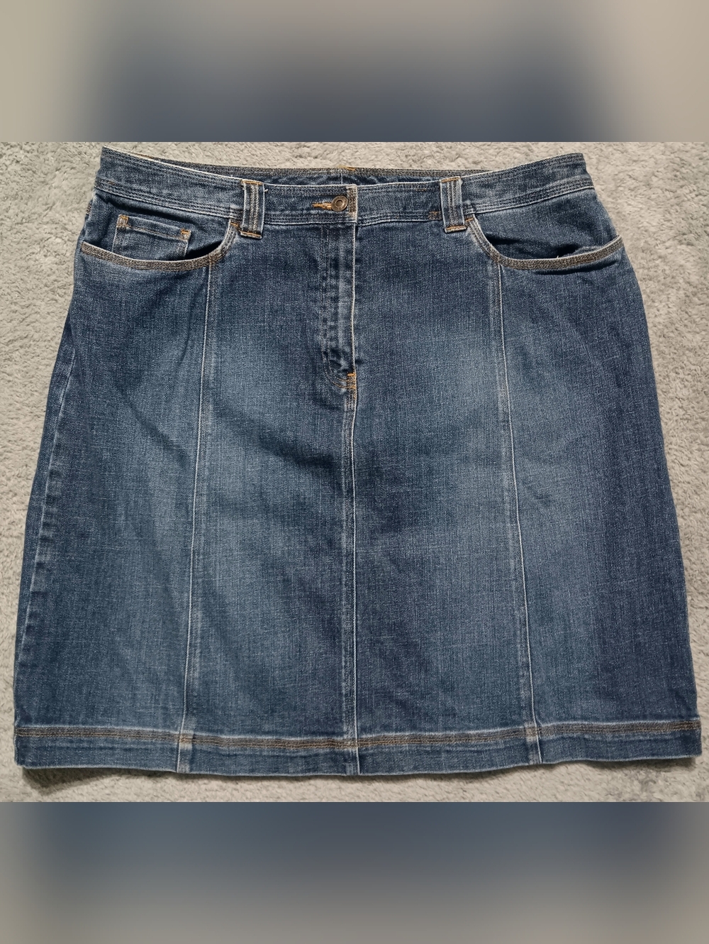 Talbots Size 18 Blue Stretch Denim Pencil Skirt With Pockets
